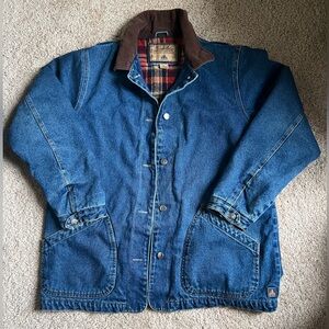 Vintage River Edge Men's Denim Jacket with Brown Collar